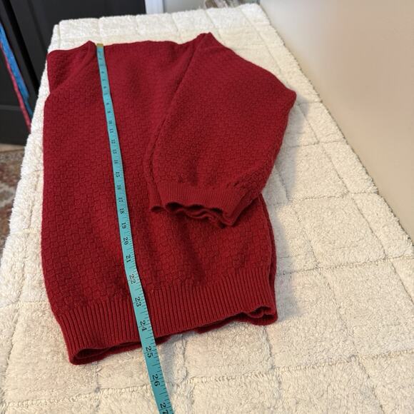 Women’s Long Sleeve XL Red Waffle Knit Sweater Soft Staple Weather V-Neck Office - Picture 6 of 9